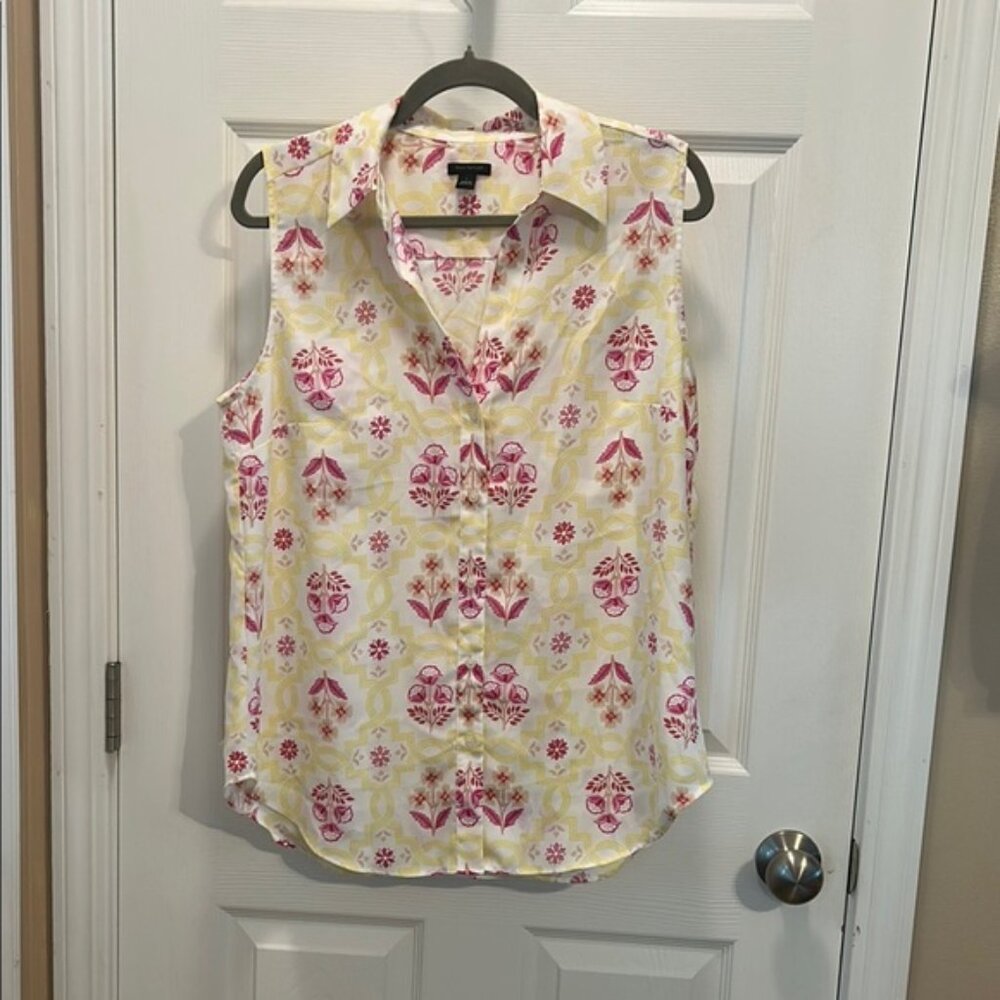 Ann Taylor Pink and Yellow Blouse Vibrant and Stylish